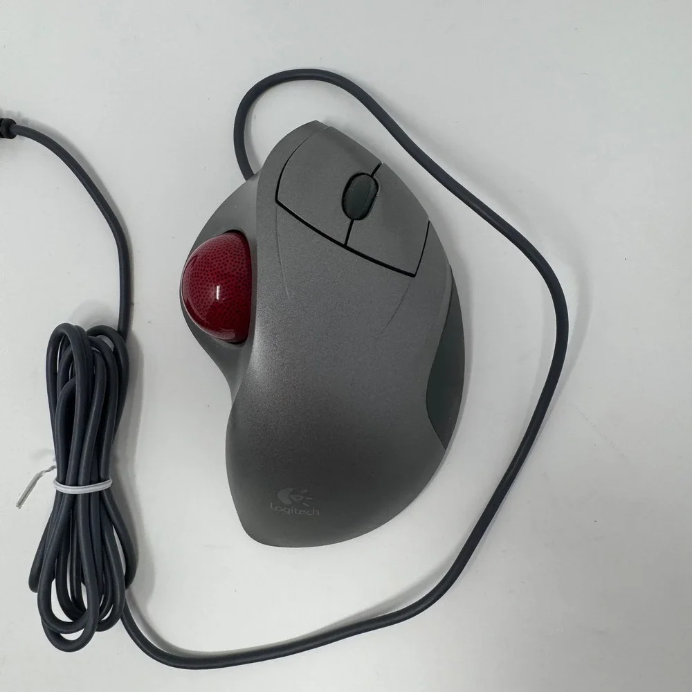 Logitech Trackman Wheel Trackball Mouse USB T-bb18 WORKS Right hand Stationary
